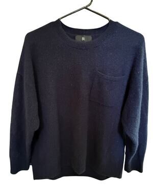 Banana Republic Navy 100% Cashmere Pocket Sweater Relaxed Small Quiet Luxury
